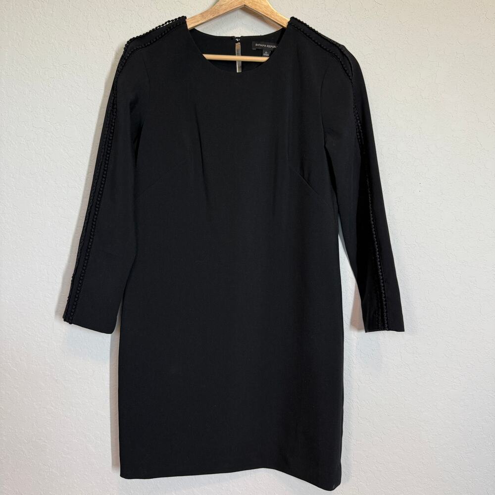 Women's‎ Banana Republic Black Long Sleeve Pullover Shift Dress Size 0